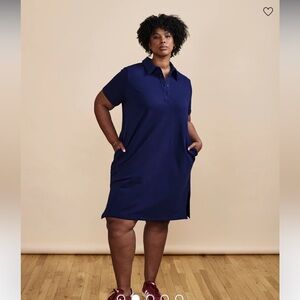 Universal Standard French Terry Polo Dress, Size M (18/20), Cenote.